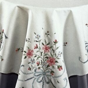 Floral Table Topper Runner or tablecloth. Hand stitched. 44x48”. New. Vintage